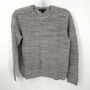 Michael Kors Men’s Gray Crew Neck Sweater Medium Cotton Wool Blend Knit Pullover